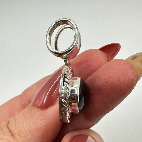 Stunning Sterling Silver TAXCO Black Onyx cabochon, pendant/slide! - Picture 5 of 10